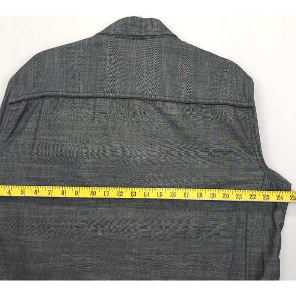 Rock & Republic Camp Button Down Shirt Flap Zip Pockets Short Sleeve Men XL Gray - Picture 6 of 9